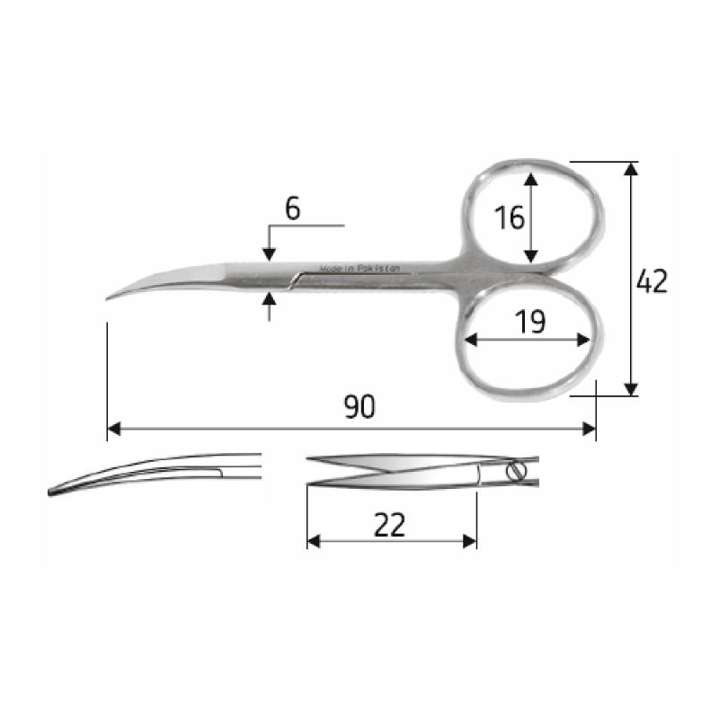 Ножиці операційні Iris, 9 cм, загнуті. Surgicon